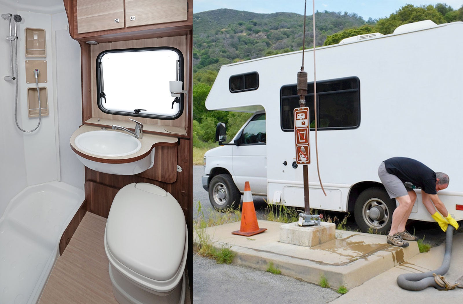 Portable RV/camper toilet and holding tank setup in Lagrange, Georgia