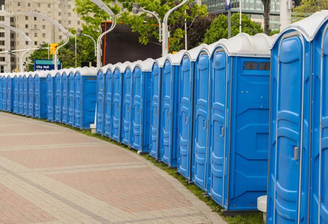 Seasonal porta potty units set up at a Lagrange, Georgia venue