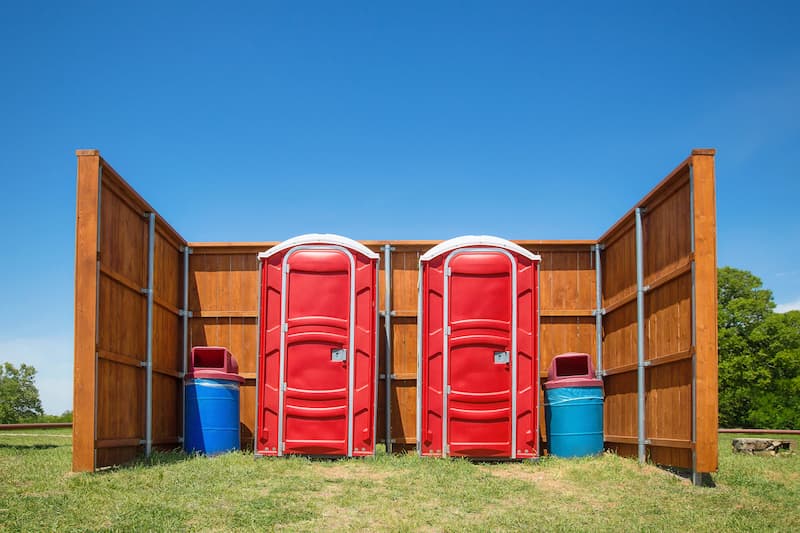 Short-term porta potty units staged for delivery in Lagrange, Georgia